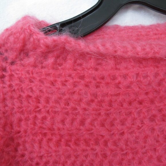 NEW Handmade Bright Pink Mohair Oversized Crop Sweater - Picture 4 of 10